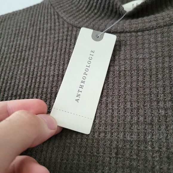 Anthropologie T.La Waffle/Thermal Flowy Top Moss NWT M - Picture 4 of 9